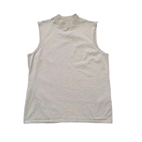 CHICO'S Light Tan Mock Neck Sleeveless Pullover Top Size 2 - Picture 2 of 13